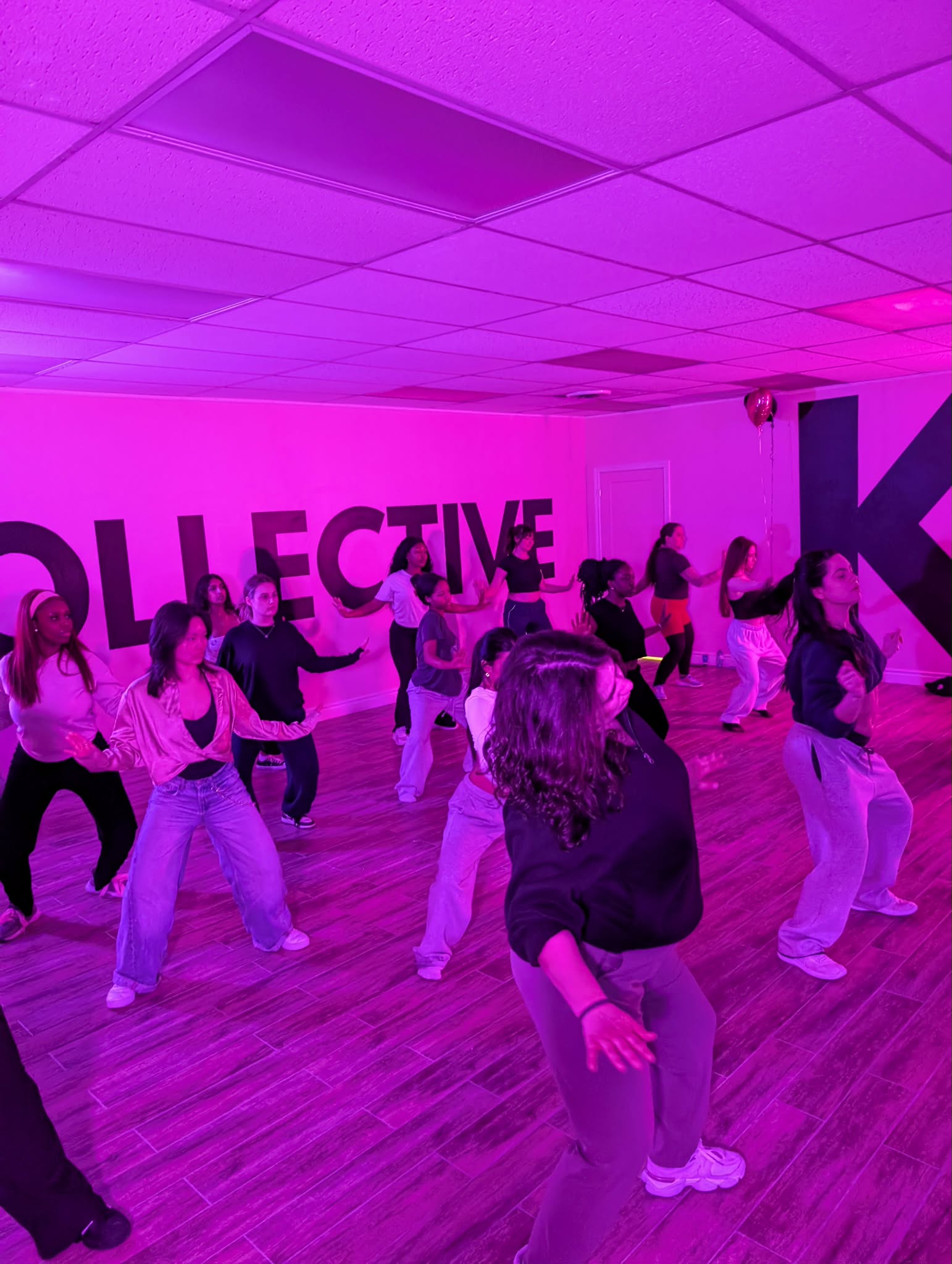 Hip hop class practicing together